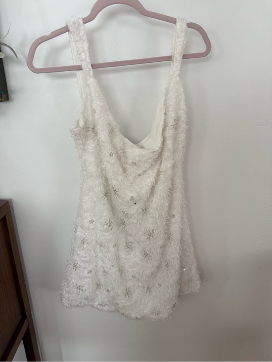 PrettyLittleThing Dresses & Skirts - PrettyLittleThing White Embellished Fuzzy Mini Dress